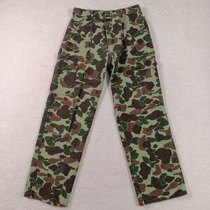 1970s Vietnam Military Pants Mens 30x30 Green Frogskin Camo Talon 42 Zipper